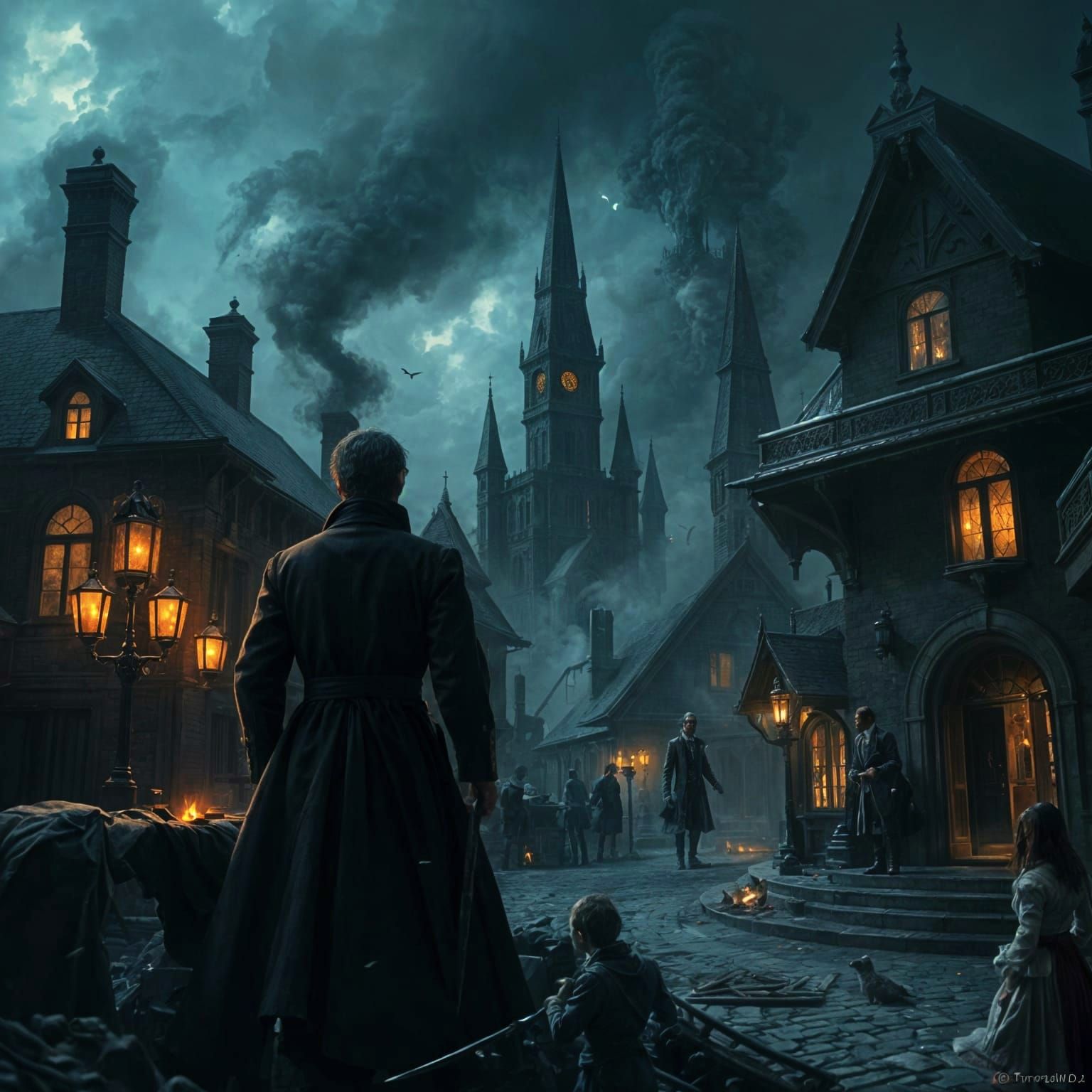 A Dark Victorian Scene in the Style of Greg Rutkowski