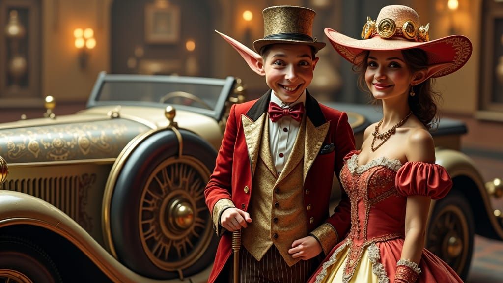 Alien Couple Are About To Dance In Front Of Their Fantabulously Stylish Car