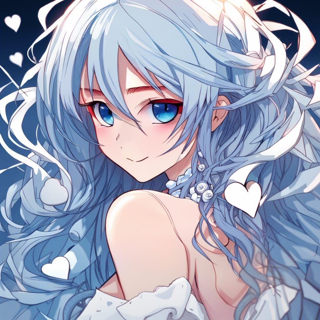 Anime Woman with Heart Pupils and Evil Smile