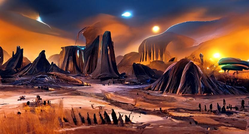 Science Fantasy Landscape in Dark Fantasy Style