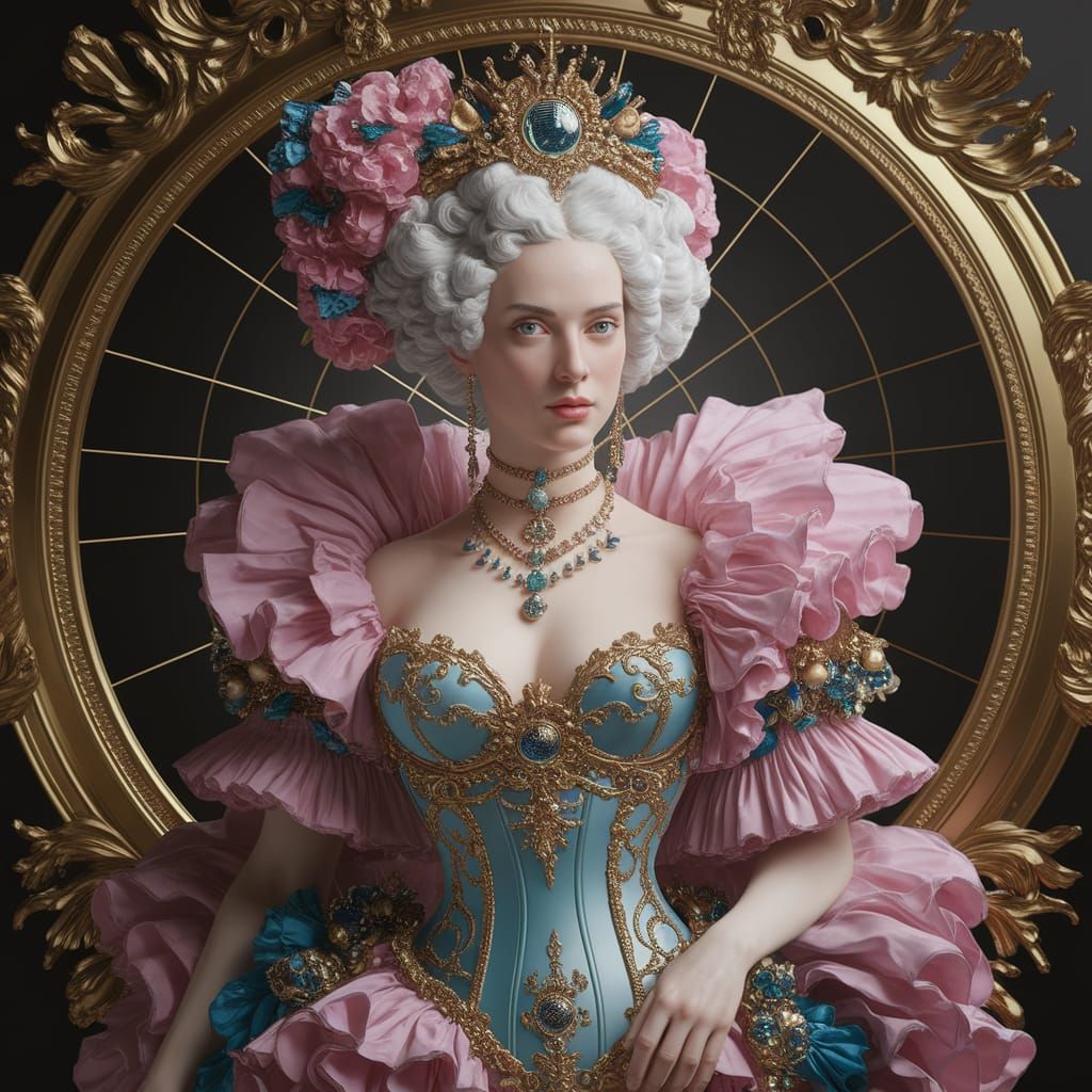 Rococo Burlesque Figure Merges Futuristic Tech