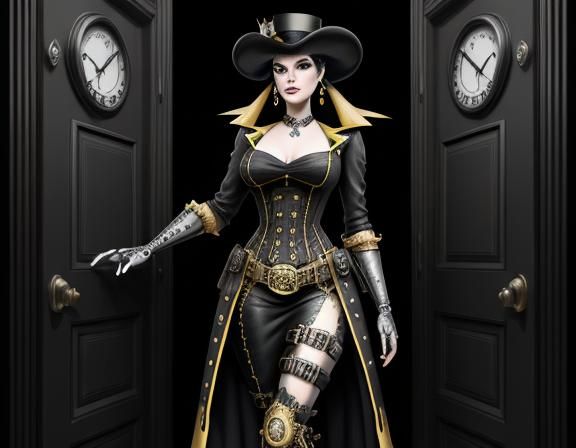 Steampunk Woman in Roy Lichtenstein Style