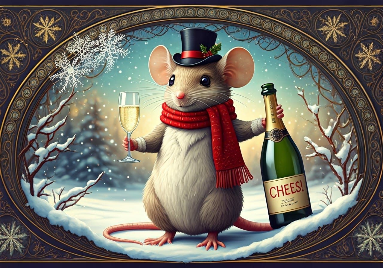 Whimsical Mouse Celebrates Christmas in Luxurious Style