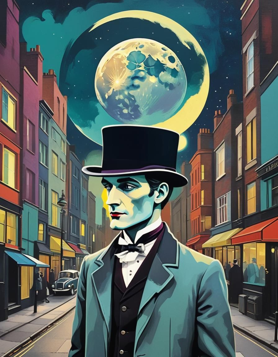 Moon Man in Top Hat: Art Deco Fauvism