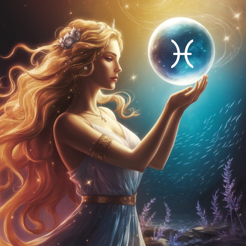 Goddess of Pisces Illuminates Cosmic Transformation