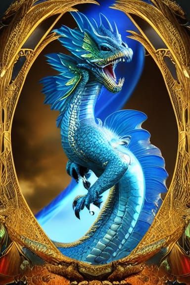 Blue Crystal Dragon Digital Matte Painting