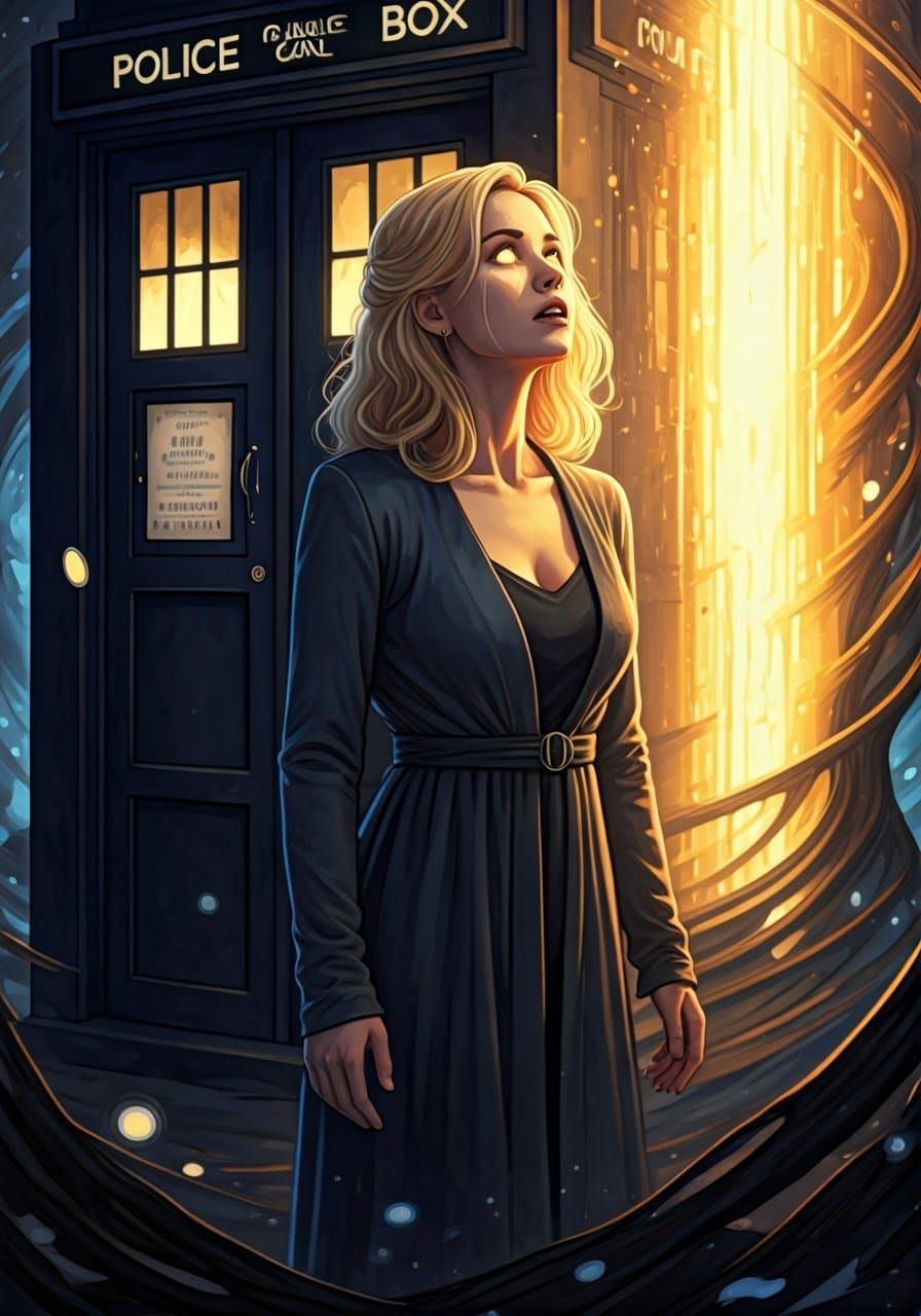 Ethereal Woman and TARDIS in Digital Painting