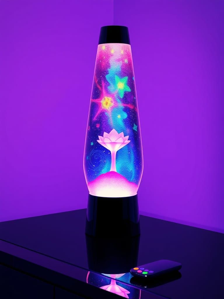 Glowing Lava Lamp with Futuristic Rococo Flair