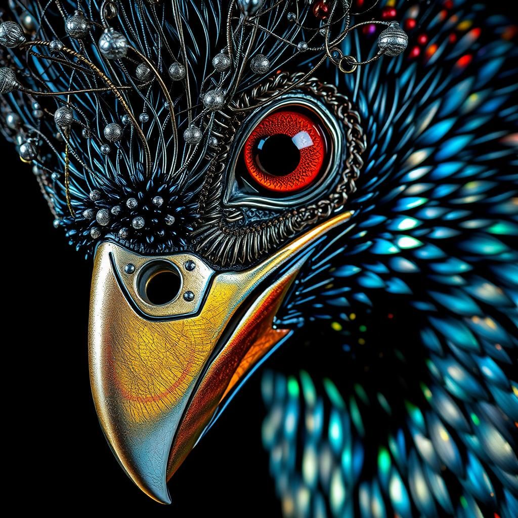 Intricate Koel with Iridescent Beak