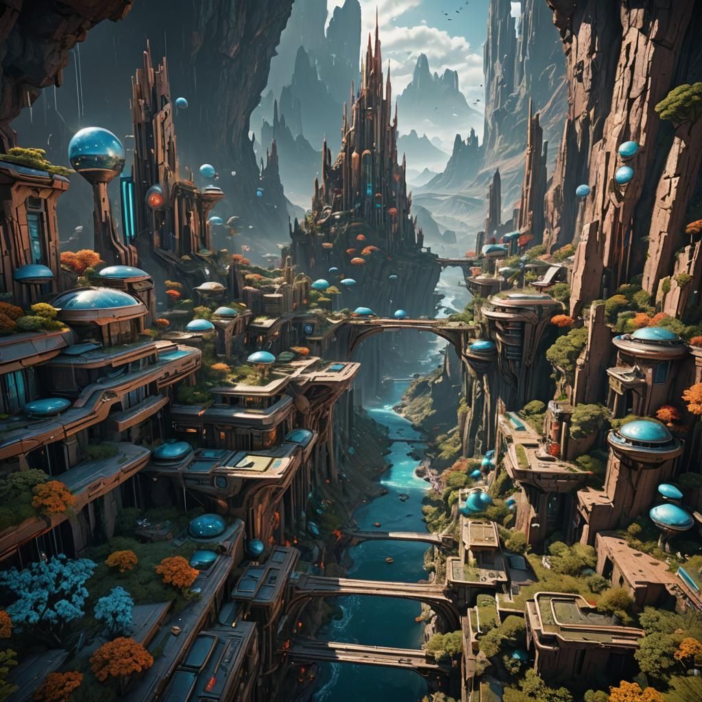 Futuristic Landscape in Detailed Matte Painting Style