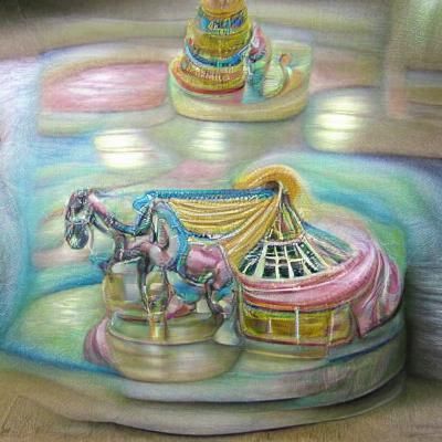 Pastel Carousel Detailed Painting