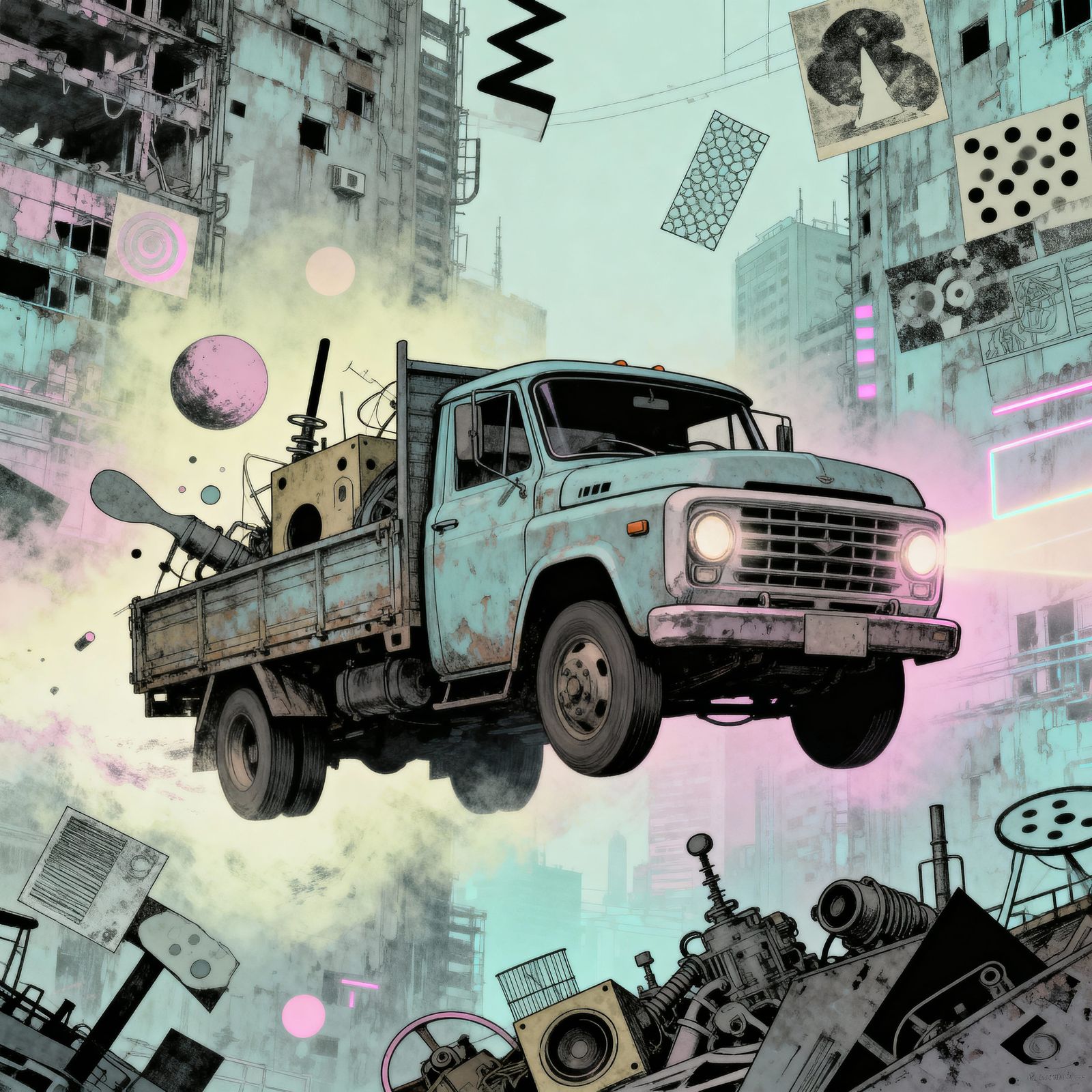 Aetherpunk Truck in Dadaist Dreamscape