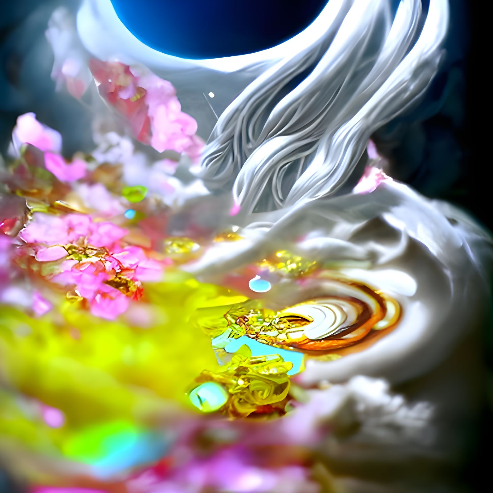 Sakura Moon Dripping Gold in Astral Storm