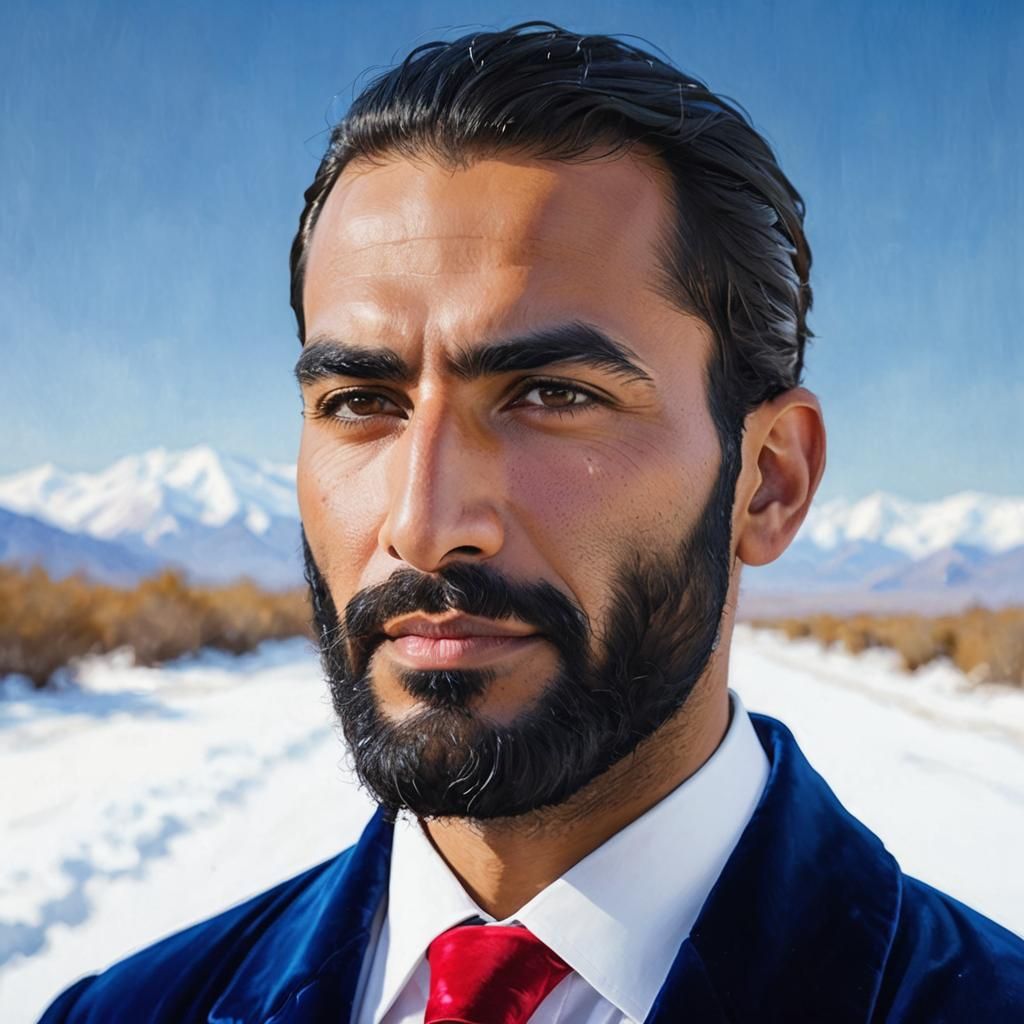 Impressionist Portrait in Snowy Landscape