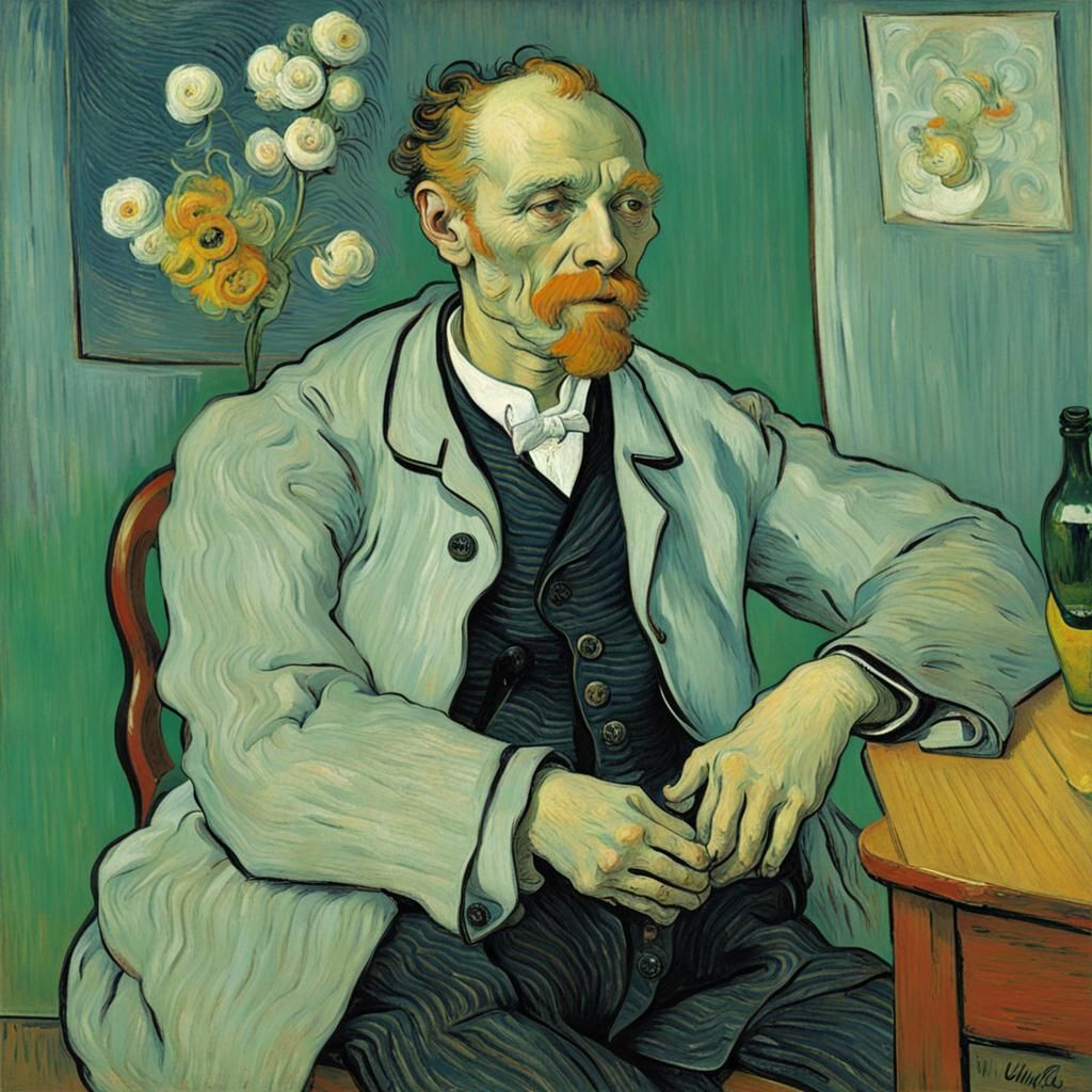 Doctor Gachet Portrait in Post-Impressionist Style