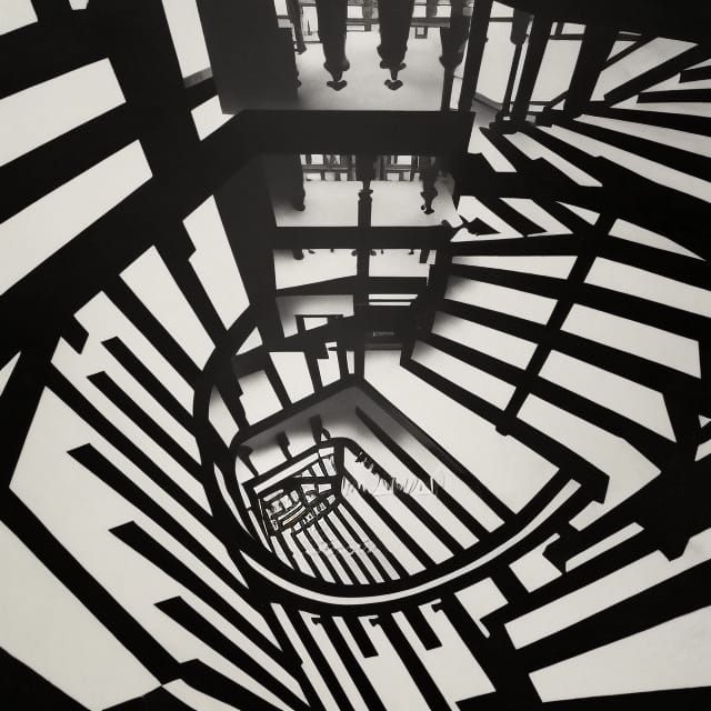 Trippy Staircase Labyrinth in Maximalist Style