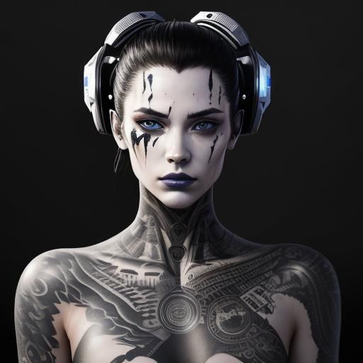 Attractive Robot Portrait with Unique Features in Splash Art