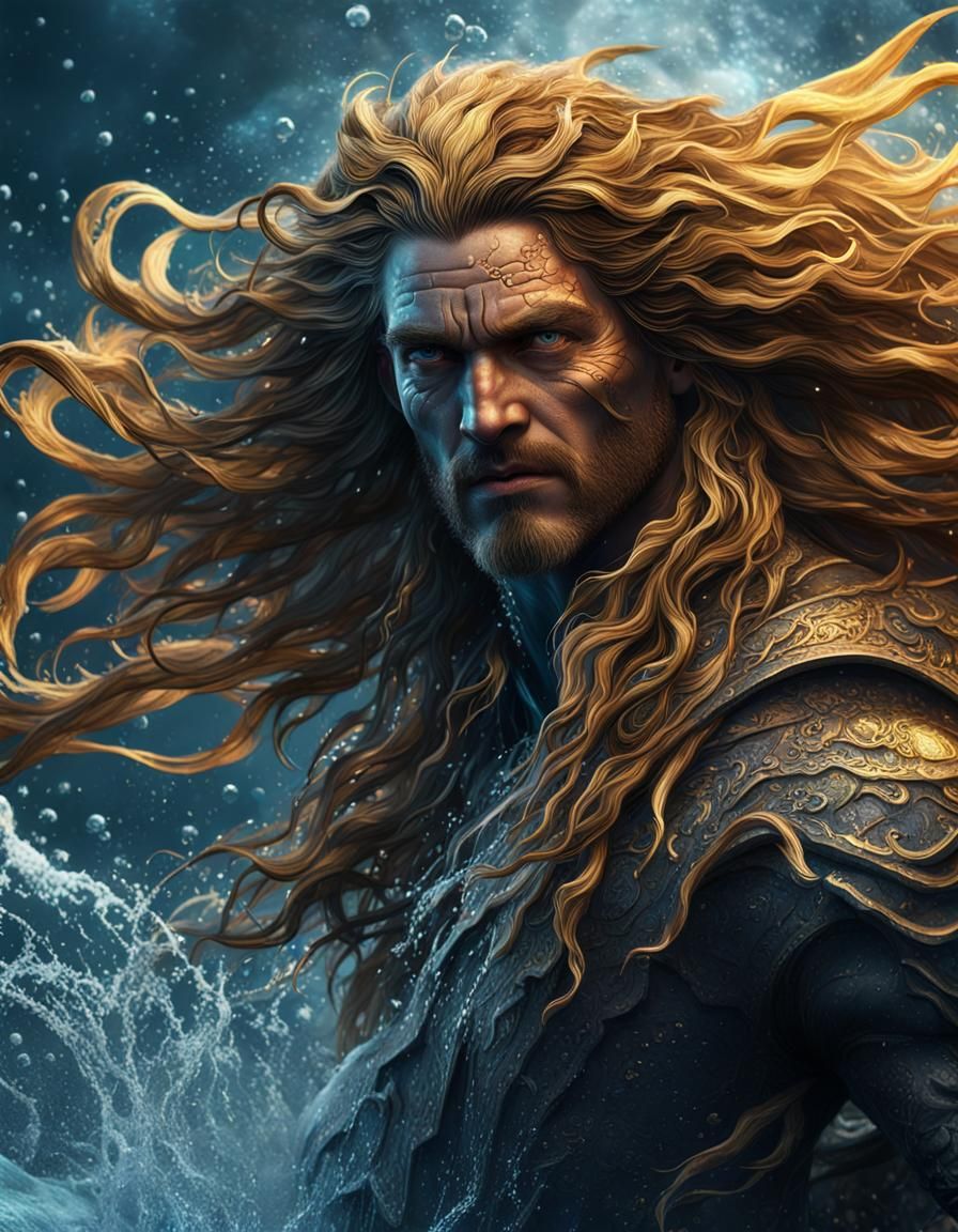 Majestic Ocean God Portrait in 8k Resolution