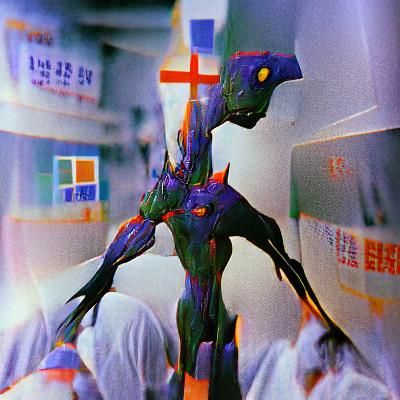 Evangelion Unit-01 in Dark Surrealism Style