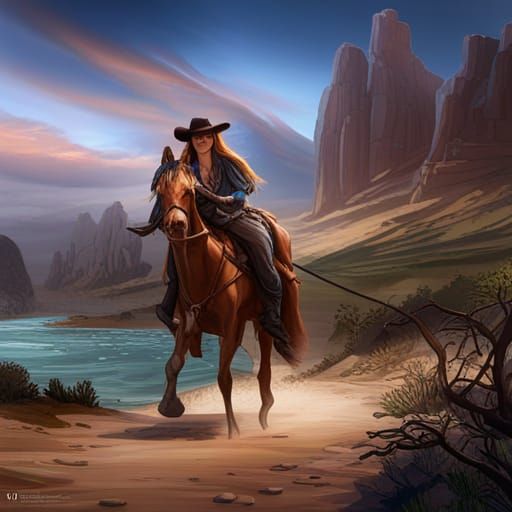 Grace the Cowgirl: A Detailed Watercolour Painting