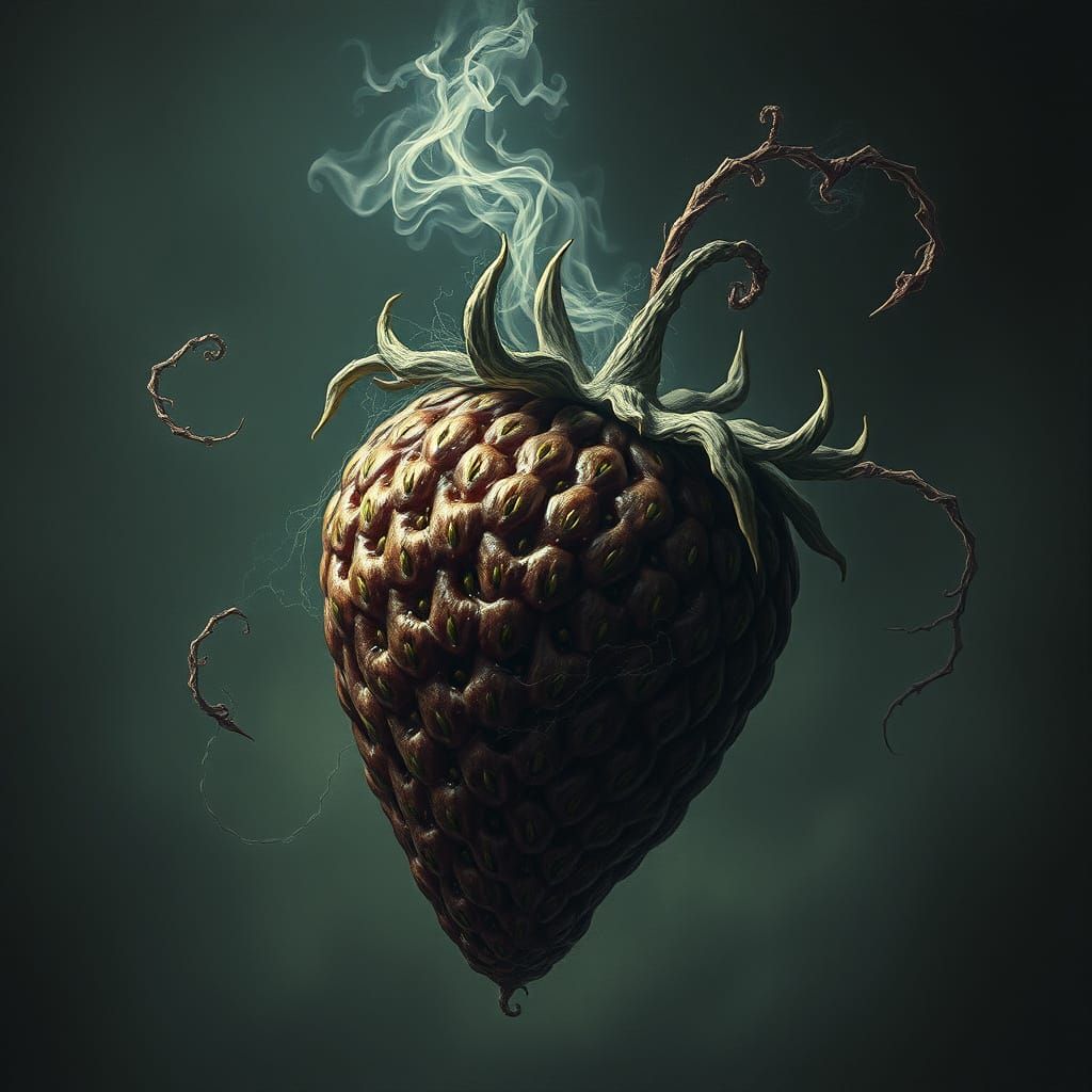 Ethereal Strawberry in Dark Fantasy Style