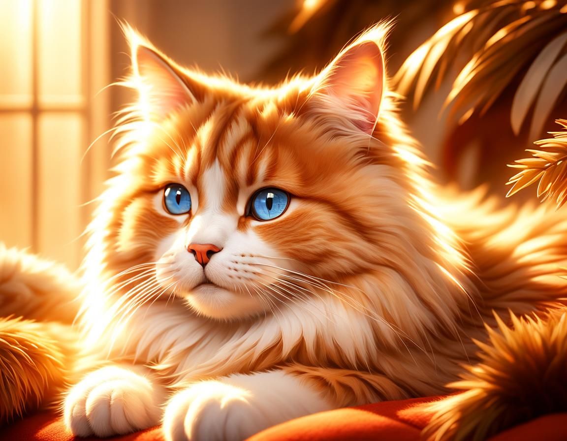 Hyperrealistic Portrait of an Exquisite Fluffy Cat
