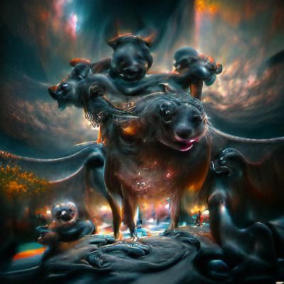 Friendly Cerberus Guards Hell's Gate in Detailed 3D