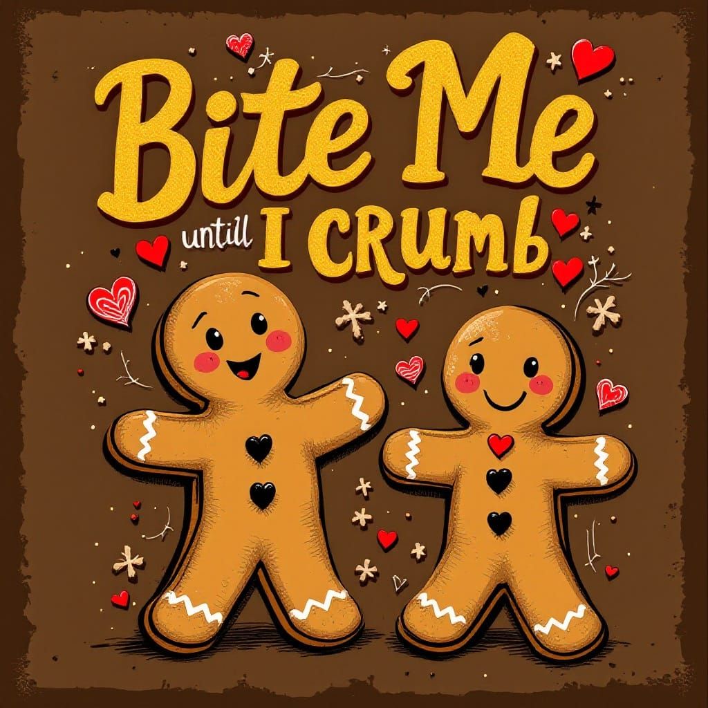 Playful Gingerbread Sign in Whimsical Digital Art Style