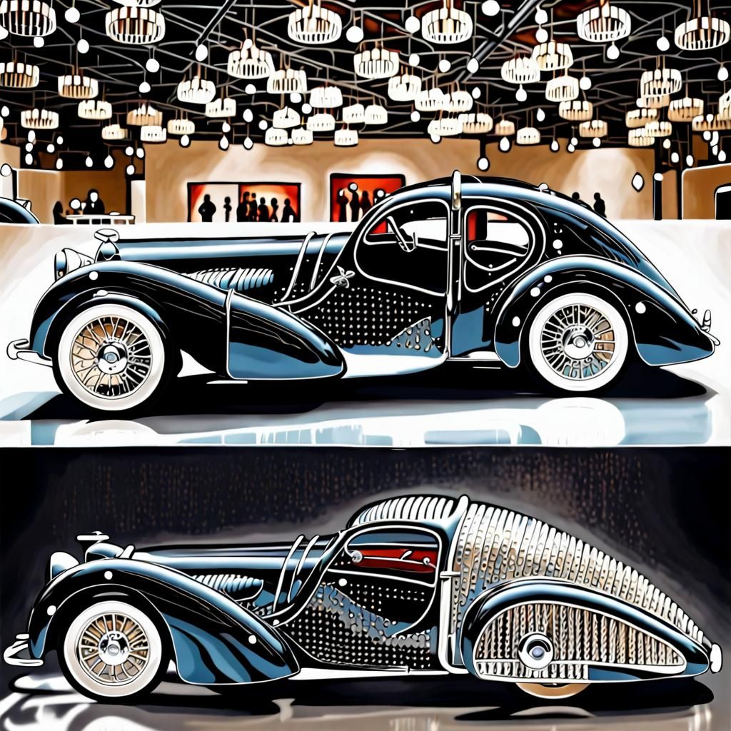Bugatti Atlantic Type 57 SC Made Entirely Of Exquisite Crystals With Beautiful "Mirror Finish", Elegant, Shiny Chrome Wh...