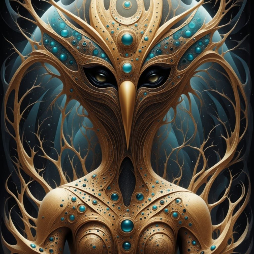 Abstract Cat Face with Geometric, Psychedelic Patterns