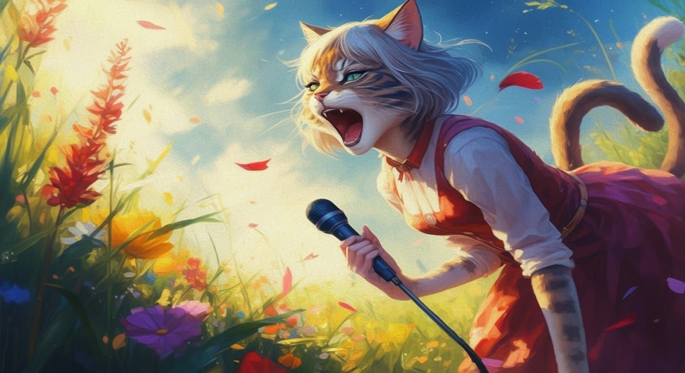 Catgirl's Song: Anime Art in Pastel Colors