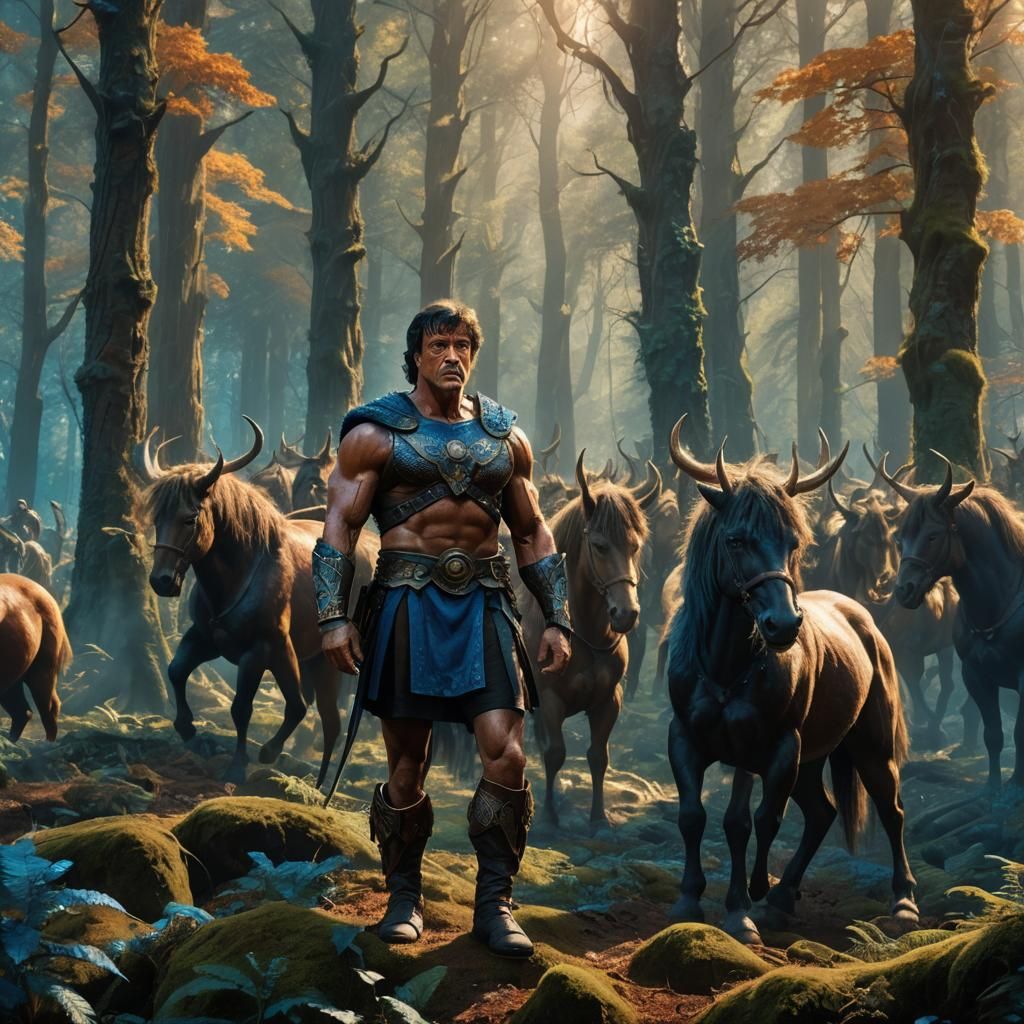 Stallone Centaur in Forest of Dwarfs: Fantasy Art