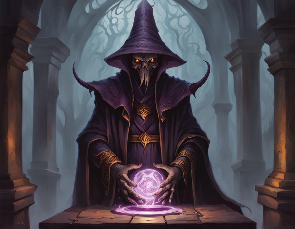 Mindflayer Warlock Pact Illustration in MTG Style