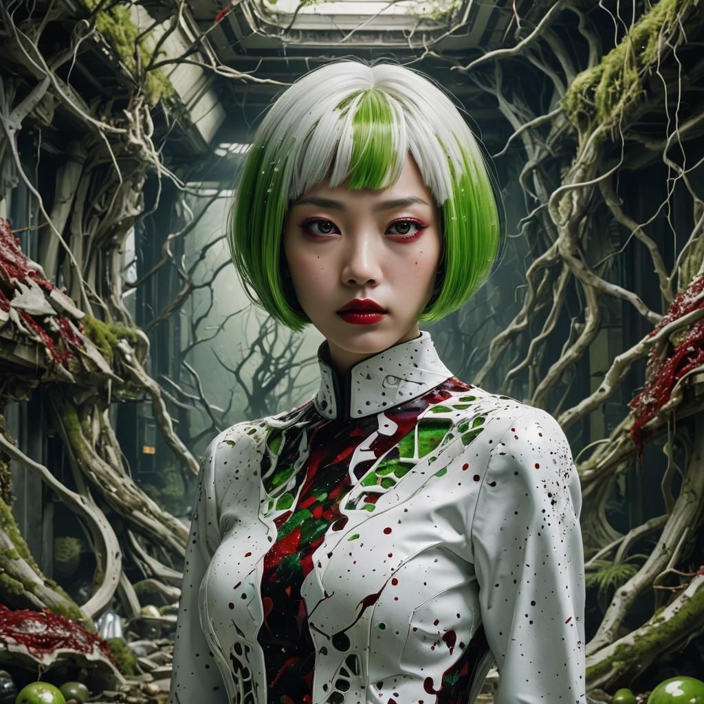 Momoko Okazaki in Surreal, Detailed Bioluminescent Portrait