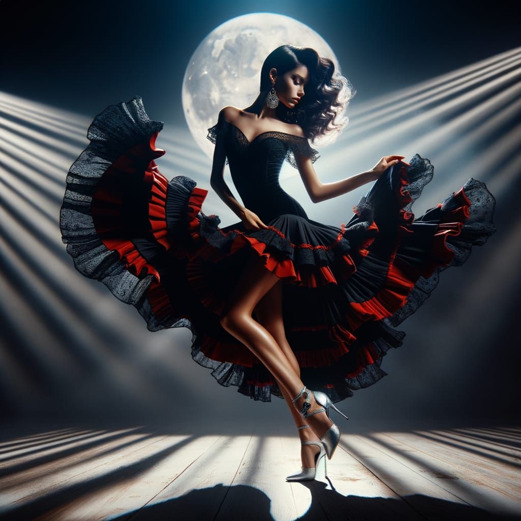 Flamenco Dancer in Moonlight