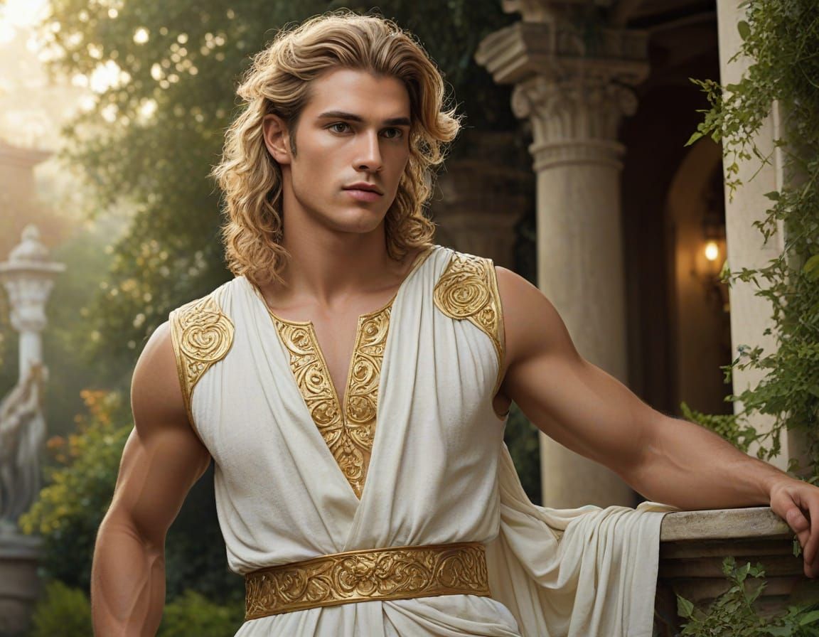 Apollo in Whimsical Ancient Greek Feast