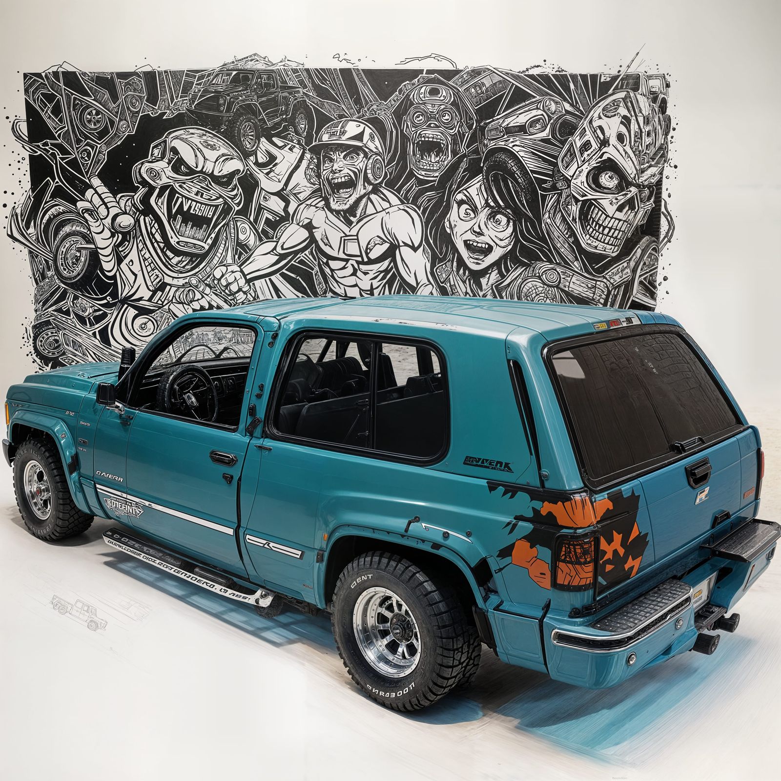 Cyberpunk Chevy K10 Rock Crawler in Manga Comic Book Style