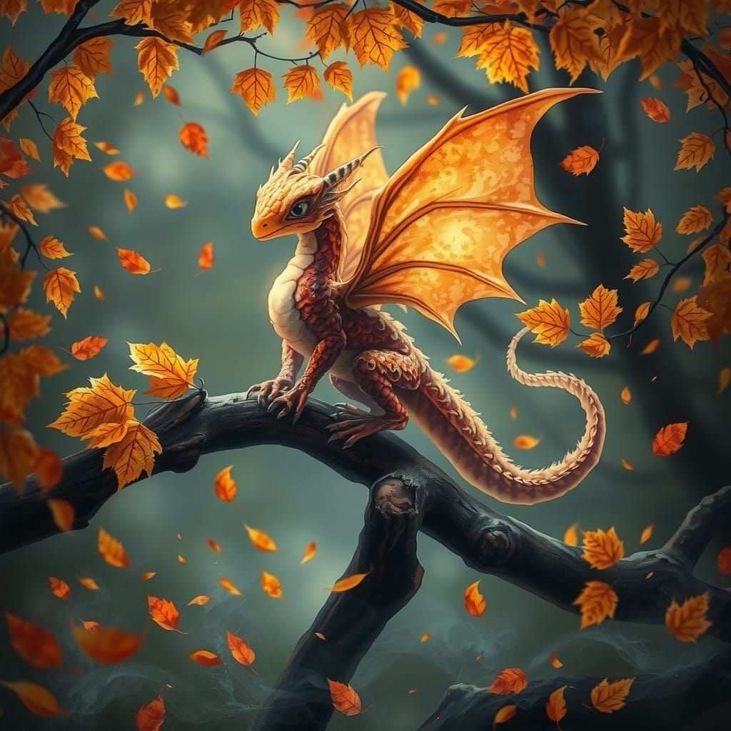 Autumn Dragon in Mystical Impressionist Style