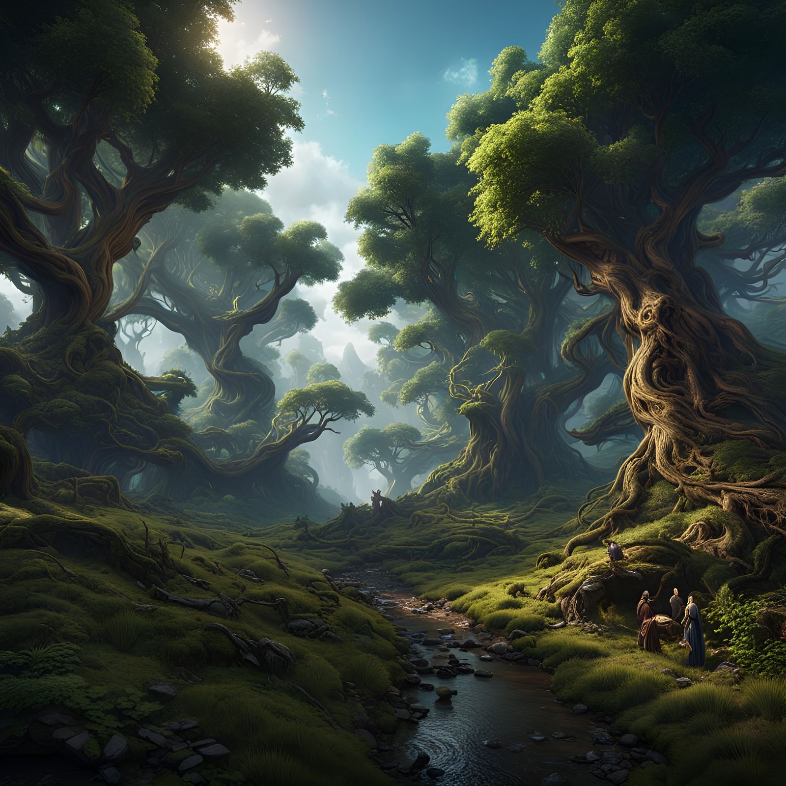 Mystical World with Monsters: Detailed Matte Painting