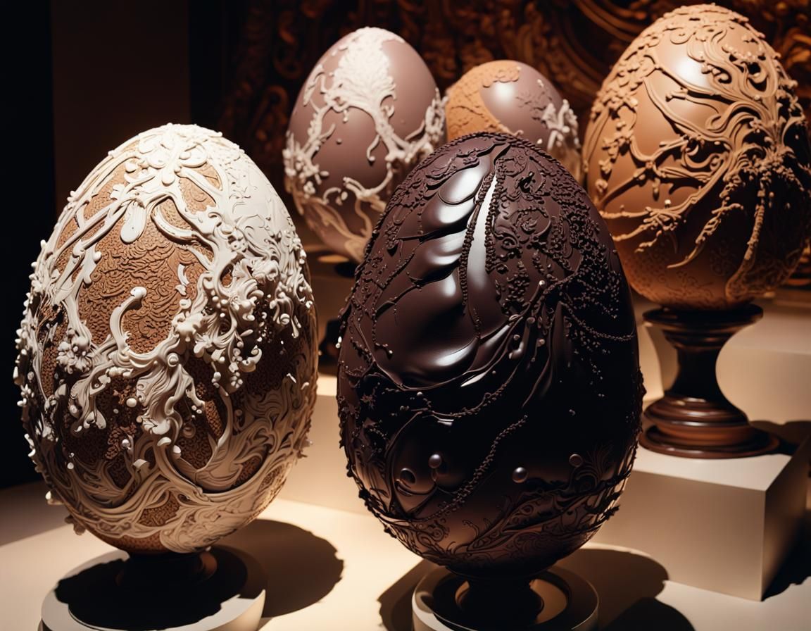 Hyperrealistic Chocolate Fabergé Eggs in Art Exhibition
