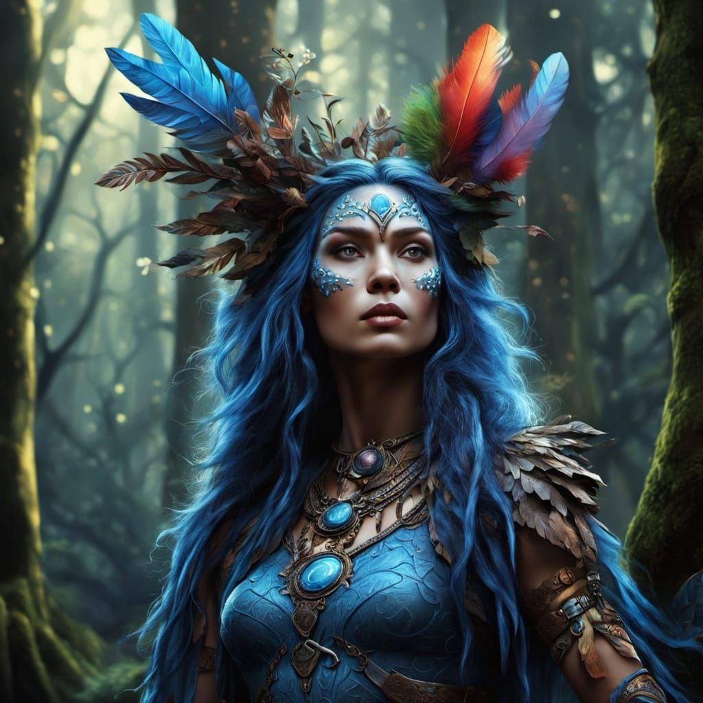 Mystical Dryad in Ancient Forest: Fantasy Illustration