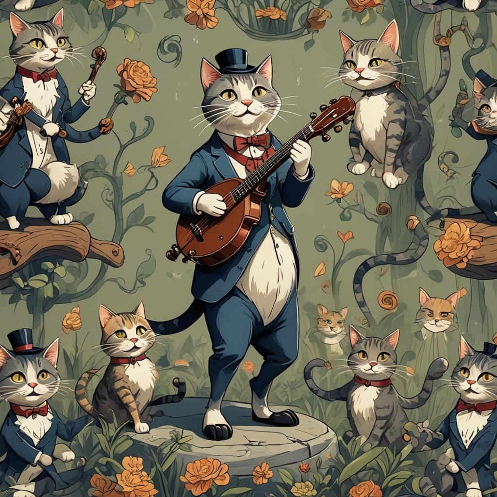 Cartoon Cat in 1920s Rubber Hose Style