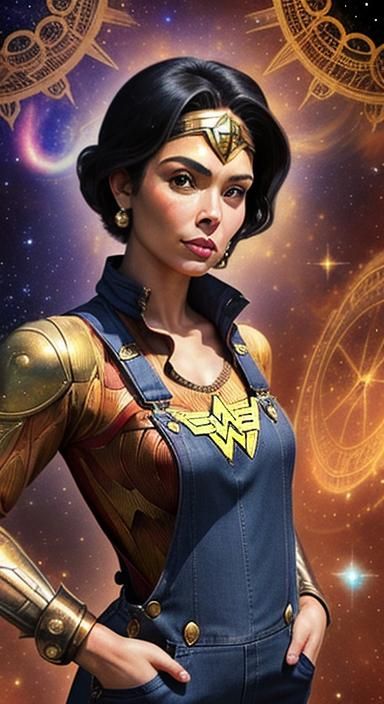 Steampunk Wonder Woman Double Exposure Portrait