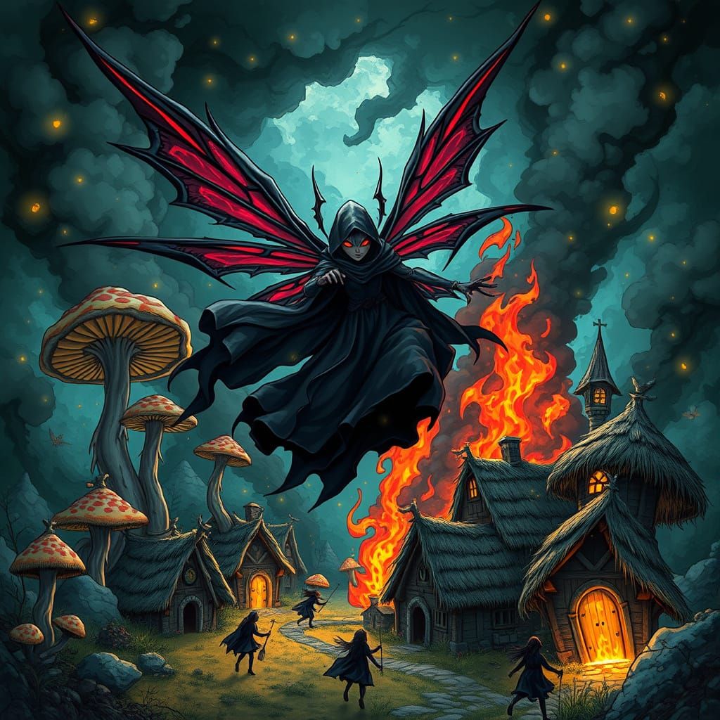 Dark Anime Fairy Unleashes Hellish Inferno on Whimsical Vill...