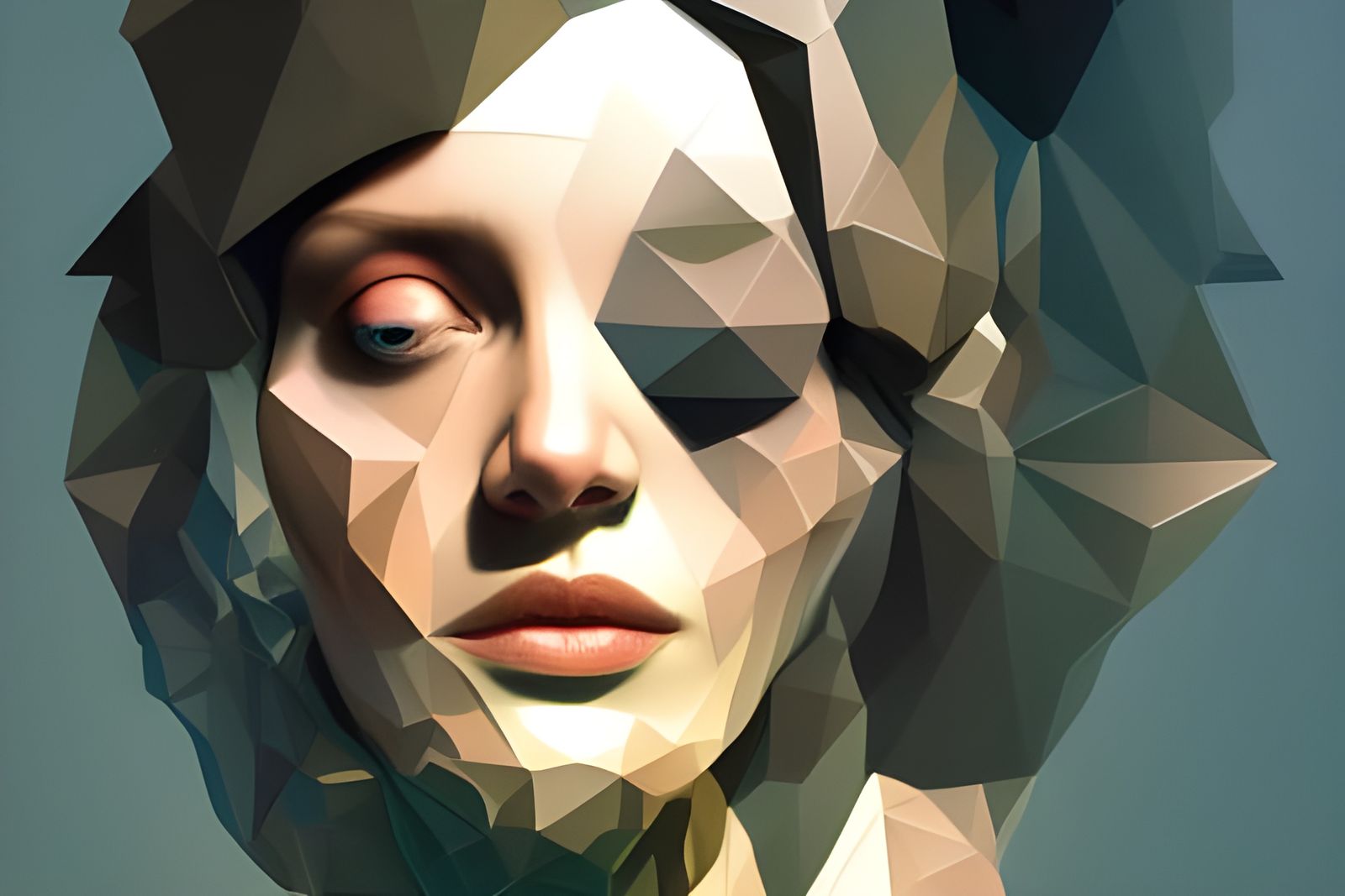 Videodrome Kaleidoscope Portrait in Low Poly Style