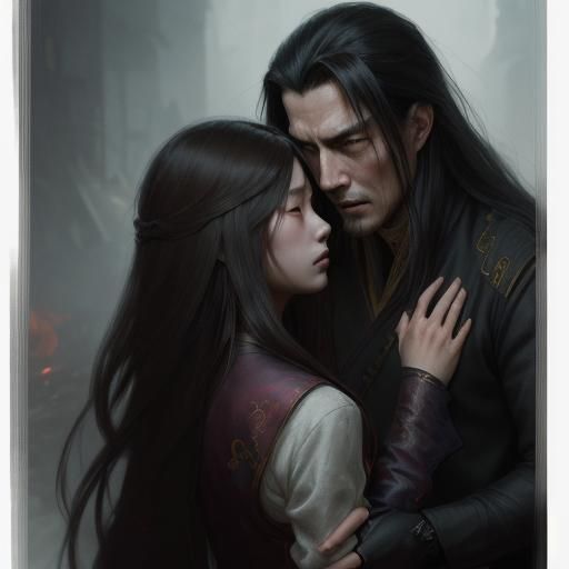 Sinister Encounter: Boy Touches Girl in Digital Painting