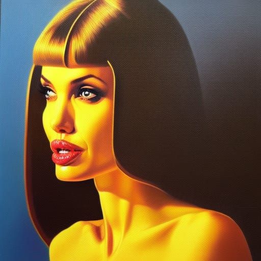 Angelina Jolie as Pac-Man, Oil Painting