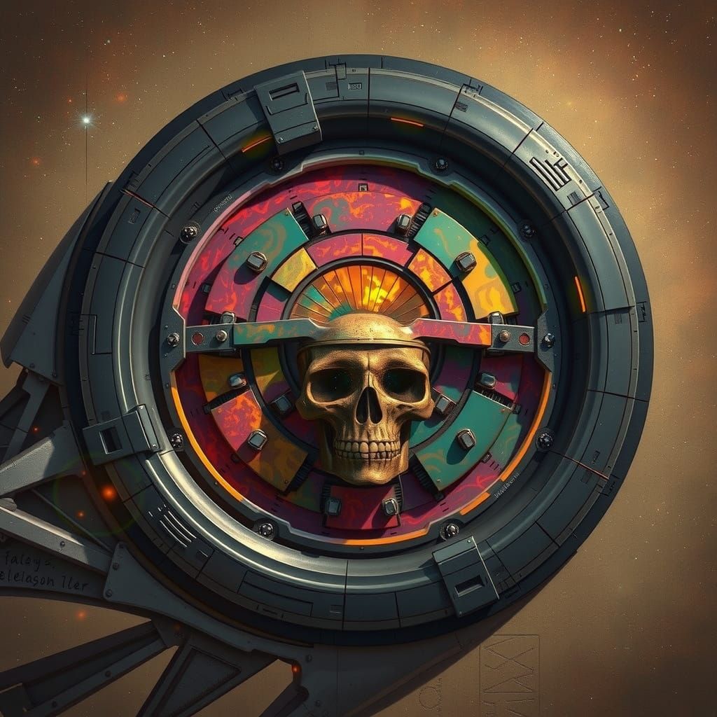 Hyperrealistic Cosmic Vessel in Golden Glittering Aura