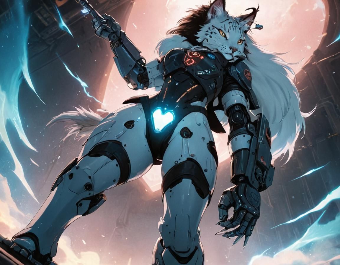 Dieselpunk Lynx with Cybernetic Prosthetics and Uranium Hear...