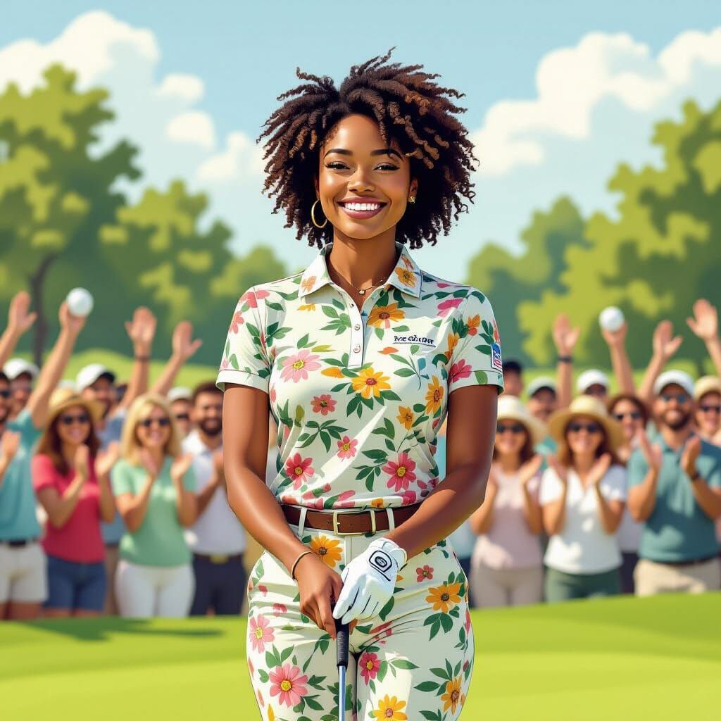Victorious Golfer Celebrates in Whimsical Cartoon Style